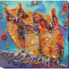 Mid-sized bead embroidery kit Funny trio (Animals)