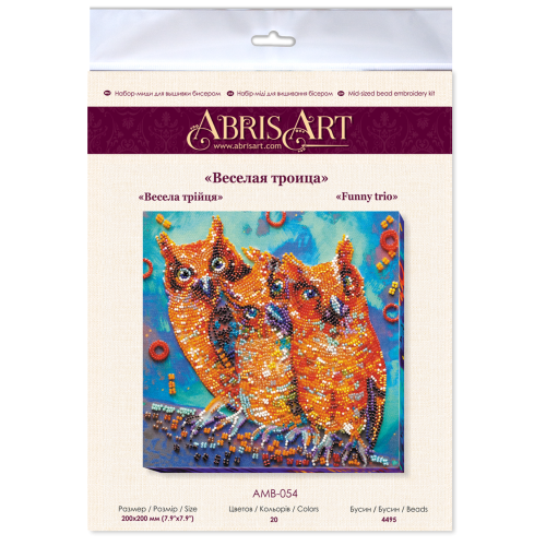 Mid-sized bead embroidery kit Funny trio (Animals), AMB-054 by Abris Art - buy online! ✿ Fast delivery ✿ Factory price ✿ Wholesale and retail ✿ Purchase Sets MIDI for beadwork