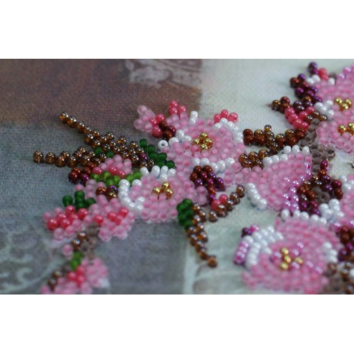 Mid-sized bead embroidery kit Stick of sakura (Flowers), AMB-062 by Abris Art - buy online! ✿ Fast delivery ✿ Factory price ✿ Wholesale and retail ✿ Purchase Sets MIDI for beadwork