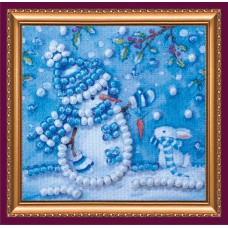 Mini Magnets Bead embroidery kit Snowman and bunny
