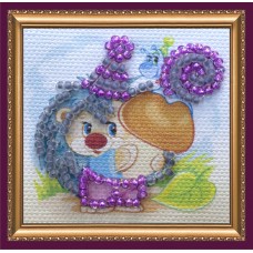 Mini Magnets Bead embroidery kit Hedgehog with mushroom