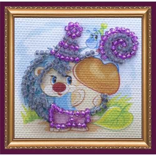 Mini Magnets Bead embroidery kit Hedgehog with mushroom, AMM-032 by Abris Art - buy online! ✿ Fast delivery ✿ Factory price ✿ Wholesale and retail ✿ Purchase Kits for embroidery with beads - mini-magnets