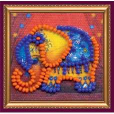 Mini Magnets Bead embroidery kit Orange elephant