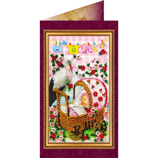 Postcard Bead embroidery kit Baby girl – 1, AO-012 by Abris Art - buy online! ✿ Fast delivery ✿ Factory price ✿ Wholesale and retail ✿ Purchase Postcards for bead embroidery