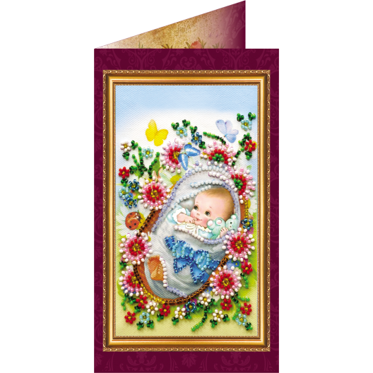 Postcard Bead embroidery kit Baby boy – 1, AO-013 by Abris Art - buy online! ✿ Fast delivery ✿ Factory price ✿ Wholesale and retail ✿ Purchase Postcards for bead embroidery