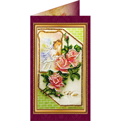 Postcard Bead embroidery kit Happy Wedding – 1, AO-018 by Abris Art - buy online! ✿ Fast delivery ✿ Factory price ✿ Wholesale and retail ✿ Purchase Postcards for bead embroidery