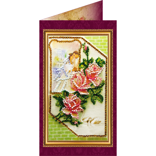 Postcard Bead embroidery kit Happy Wedding – 1, AO-018 by Abris Art - buy online! ✿ Fast delivery ✿ Factory price ✿ Wholesale and retail ✿ Purchase Postcards for bead embroidery