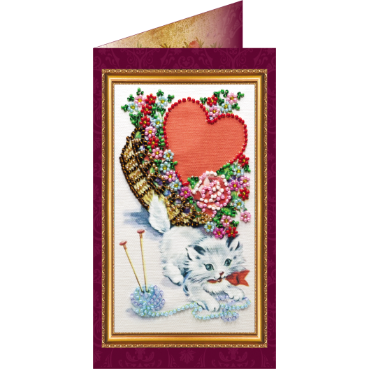 Postcard Bead embroidery kit With love – 2, AO-019 by Abris Art - buy online! ✿ Fast delivery ✿ Factory price ✿ Wholesale and retail ✿ Purchase Postcards for bead embroidery