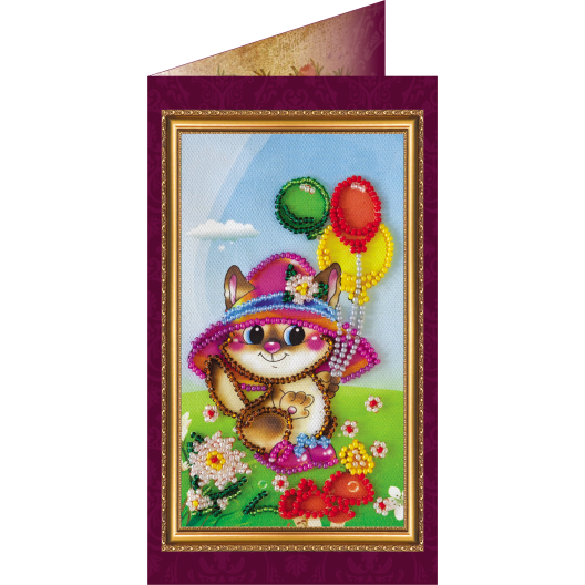 Postcard Bead embroidery kit Happy Birthday – 3, AO-024 by Abris Art - buy online! ✿ Fast delivery ✿ Factory price ✿ Wholesale and retail ✿ Purchase Postcards for bead embroidery