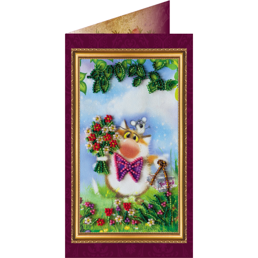 Postcard Bead embroidery kit Congratulations – 5, AO-027 by Abris Art - buy online! ✿ Fast delivery ✿ Factory price ✿ Wholesale and retail ✿ Purchase Postcards for bead embroidery