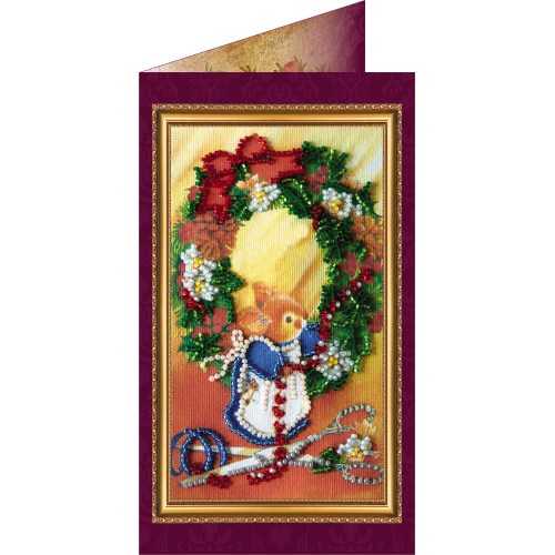 Postcard Bead embroidery kit Merry Christmas – 1, AO-033 by Abris Art - buy online! ✿ Fast delivery ✿ Factory price ✿ Wholesale and retail ✿ Purchase Postcards for bead embroidery
