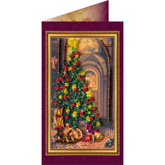Postcard Bead embroidery kit Happy Christmas – 1, AO-036 by Abris Art - buy online! ✿ Fast delivery ✿ Factory price ✿ Wholesale and retail ✿ Purchase Postcards for bead embroidery