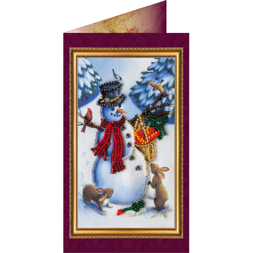 Postcard Bead embroidery kit Merry Christmas – 2, AO-037 by Abris Art - buy online! ✿ Fast delivery ✿ Factory price ✿ Wholesale and retail ✿ Purchase Postcards for bead embroidery