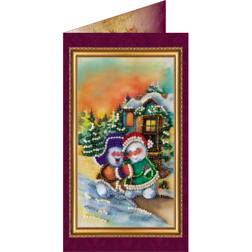 Postcard Bead embroidery kit Funny Christmas – 1, AO-038 by Abris Art - buy online! ✿ Fast delivery ✿ Factory price ✿ Wholesale and retail ✿ Purchase Postcards for bead embroidery