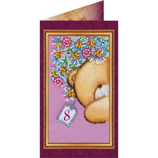 Postcard Bead embroidery kit Happy 8th of March (Womens Day) – 2, AO-043 by Abris Art - buy online! ✿ Fast delivery ✿ Factory price ✿ Wholesale and retail ✿ Purchase Postcards for bead embroidery