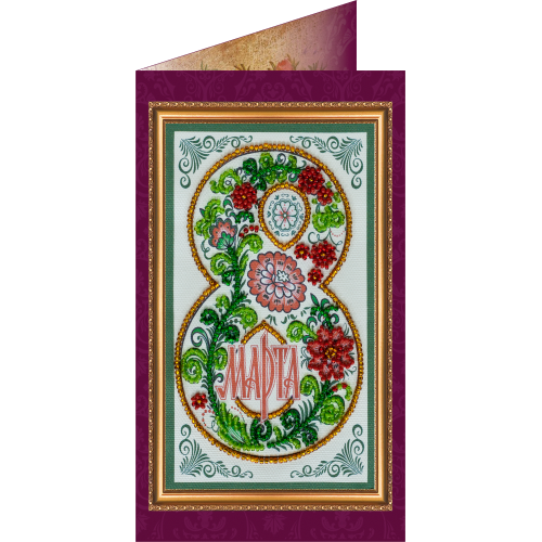 Postcard Bead embroidery kit Happy 8th of March (Womens Day) – 8, AO-053 by Abris Art - buy online! ✿ Fast delivery ✿ Factory price ✿ Wholesale and retail ✿ Purchase Postcards for bead embroidery