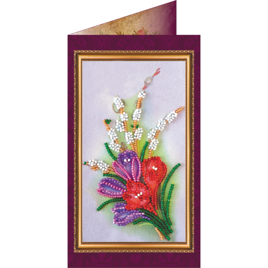 Postcard Bead embroidery kit Congratulations – 9, AO-054 by Abris Art - buy online! ✿ Fast delivery ✿ Factory price ✿ Wholesale and retail ✿ Purchase Postcards for bead embroidery