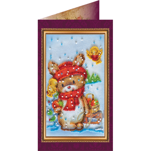 Postcard Bead embroidery kit Happy New Year – 9, AO-061 by Abris Art - buy online! ✿ Fast delivery ✿ Factory price ✿ Wholesale and retail ✿ Purchase Postcards for bead embroidery