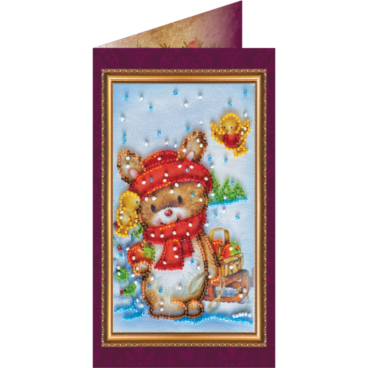 Postcard Bead embroidery kit Happy New Year – 9, AO-061 by Abris Art - buy online! ✿ Fast delivery ✿ Factory price ✿ Wholesale and retail ✿ Purchase Postcards for bead embroidery