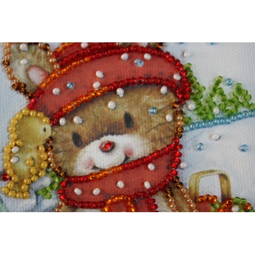 Postcard Bead embroidery kit Happy New Year – 9, AO-061 by Abris Art - buy online! ✿ Fast delivery ✿ Factory price ✿ Wholesale and retail ✿ Purchase Postcards for bead embroidery