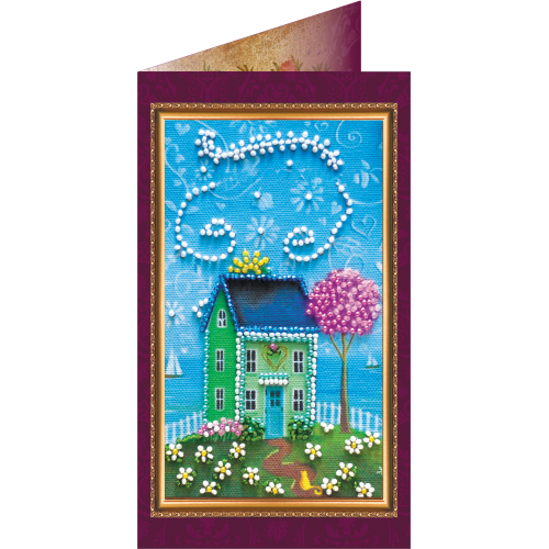 Happy housewarming – 1, AO-069 by Abris Art - buy online! ✿ Fast delivery ✿ Factory price ✿ Wholesale and retail ✿ Purchase Postcards for bead embroidery