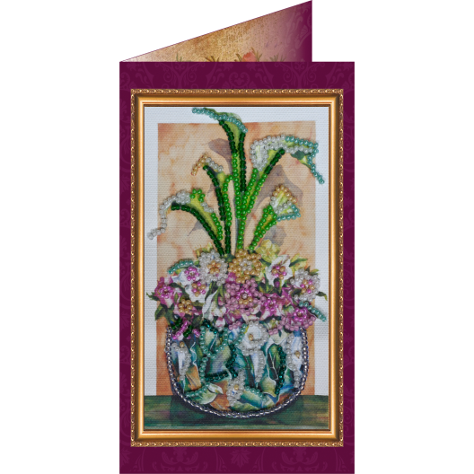 Flowers – 2, AO-089 by Abris Art - buy online! ✿ Fast delivery ✿ Factory price ✿ Wholesale and retail ✿ Purchase Postcards for bead embroidery