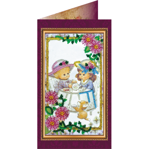 Postcard Bead embroidery kit Dear playmate, AO-100 by Abris Art - buy online! ✿ Fast delivery ✿ Factory price ✿ Wholesale and retail ✿ Purchase Postcards for bead embroidery