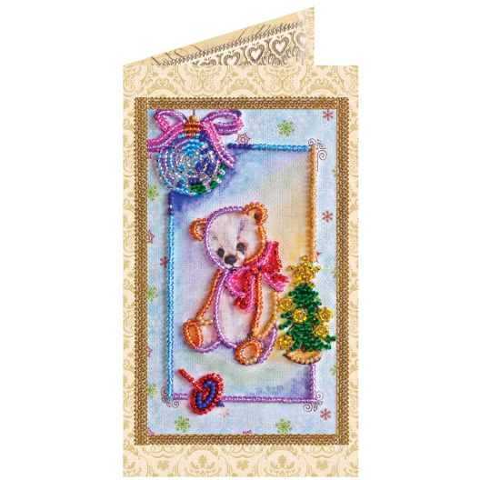 Postcard bead embroidery kits Teddy bear - 3, AO-103 by Abris Art - buy online! ✿ Fast delivery ✿ Factory price ✿ Wholesale and retail ✿ Purchase Postcards for bead embroidery