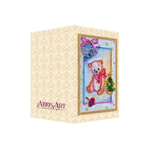 Postcard bead embroidery kits Teddy bear - 3, AO-103 by Abris Art - buy online! ✿ Fast delivery ✿ Factory price ✿ Wholesale and retail ✿ Purchase Postcards for bead embroidery