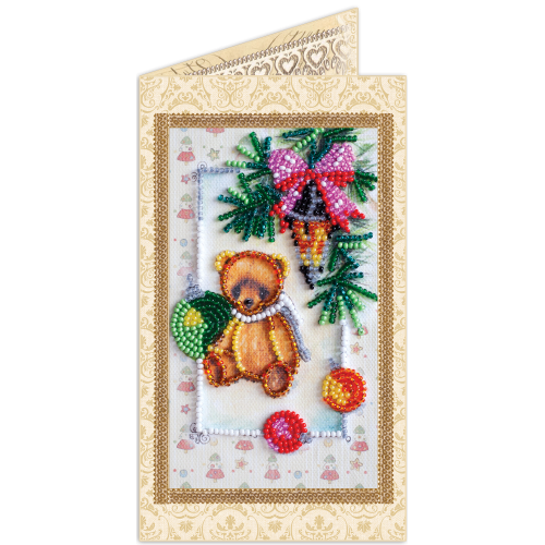 Postcard bead embroidery kits Teddy bear - 4, AO-104 by Abris Art - buy online! ✿ Fast delivery ✿ Factory price ✿ Wholesale and retail ✿ Purchase Postcards for bead embroidery