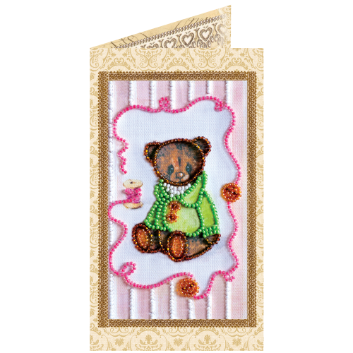 Postcard bead embroidery kits Teddy bear - 6, AO-107 by Abris Art - buy online! ✿ Fast delivery ✿ Factory price ✿ Wholesale and retail ✿ Purchase Postcards for bead embroidery