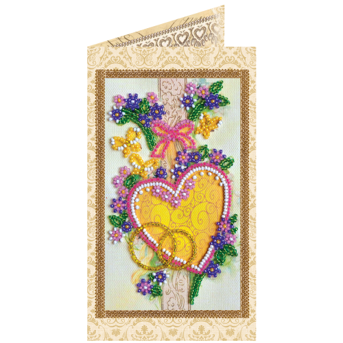 Postcard bead embroidery kits Happy Wedding – 4, AO-112 by Abris Art - buy online! ✿ Fast delivery ✿ Factory price ✿ Wholesale and retail ✿ Purchase Postcards for bead embroidery