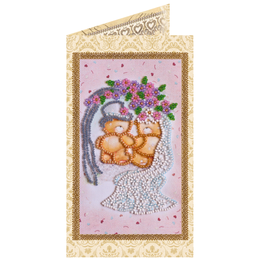 Postcard bead embroidery kits Happy Wedding – 5, AO-113 by Abris Art - buy online! ✿ Fast delivery ✿ Factory price ✿ Wholesale and retail ✿ Purchase Postcards for bead embroidery
