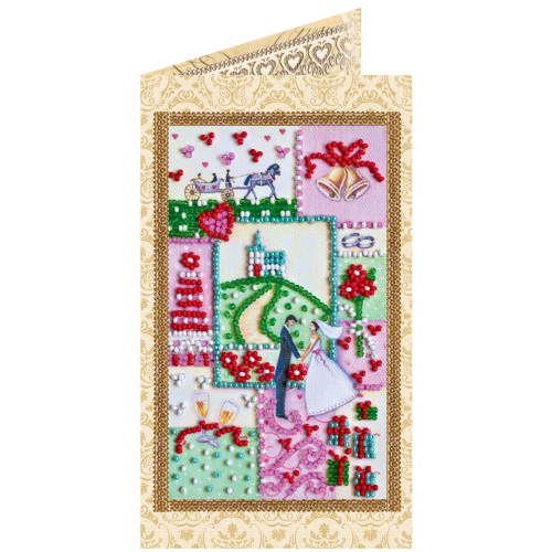 Happy Wedding – 6, AO-114 by Abris Art - buy online! ✿ Fast delivery ✿ Factory price ✿ Wholesale and retail ✿ Purchase Postcards for bead embroidery