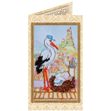 Postcard bead embroidery kits Stork gift