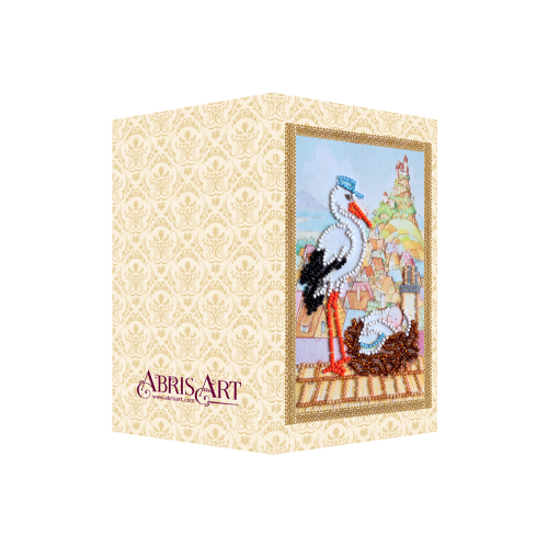 Postcard bead embroidery kits Stork gift, AO-117 by Abris Art - buy online! ✿ Fast delivery ✿ Factory price ✿ Wholesale and retail ✿ Purchase Postcards for bead embroidery