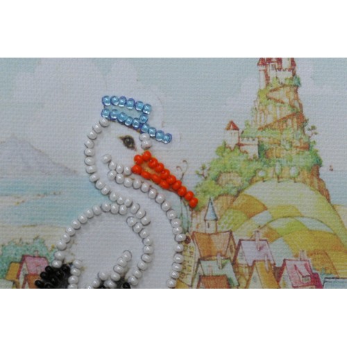 Postcard bead embroidery kits Stork gift, AO-117 by Abris Art - buy online! ✿ Fast delivery ✿ Factory price ✿ Wholesale and retail ✿ Purchase Postcards for bead embroidery
