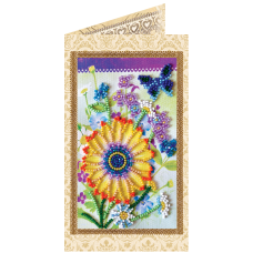 Postcard bead embroidery kits Festive bunch of flowers