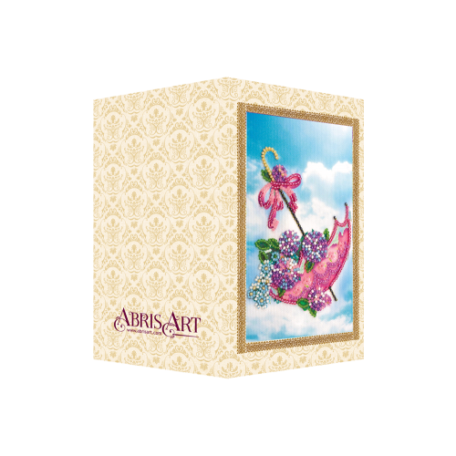 Postcard Bead embroidery kit Flowers are in the umbrella, AO-121 by Abris Art - buy online! ✿ Fast delivery ✿ Factory price ✿ Wholesale and retail ✿ Purchase Postcards for bead embroidery