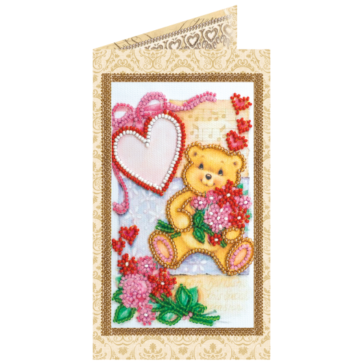 Postcard Bead embroidery kit Teddy bear, AO-124 by Abris Art - buy online! ✿ Fast delivery ✿ Factory price ✿ Wholesale and retail ✿ Purchase Postcards for bead embroidery