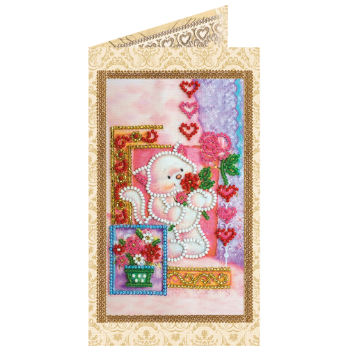 Postcard Bead embroidery kit Pussycat, AO-125 by Abris Art - buy online! ✿ Fast delivery ✿ Factory price ✿ Wholesale and retail ✿ Purchase Postcards for bead embroidery