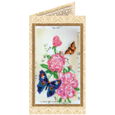 Postcard Bead embroidery kit Flowers and butterfly