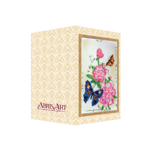 Postcard Bead embroidery kit Flowers and butterfly, AO-130 by Abris Art - buy online! ✿ Fast delivery ✿ Factory price ✿ Wholesale and retail ✿ Purchase Postcards for bead embroidery