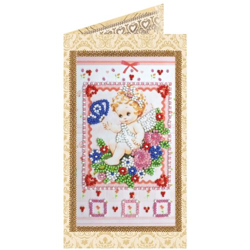 Postcard Bead embroidery kit Gentle angel, AO-132 by Abris Art - buy online! ✿ Fast delivery ✿ Factory price ✿ Wholesale and retail ✿ Purchase Postcards for bead embroidery