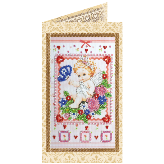 Postcard Bead embroidery kit Gentle angel, AO-132 by Abris Art - buy online! ✿ Fast delivery ✿ Factory price ✿ Wholesale and retail ✿ Purchase Postcards for bead embroidery