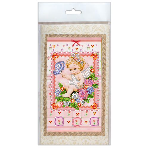 Postcard Bead embroidery kit Gentle angel, AO-132 by Abris Art - buy online! ✿ Fast delivery ✿ Factory price ✿ Wholesale and retail ✿ Purchase Postcards for bead embroidery