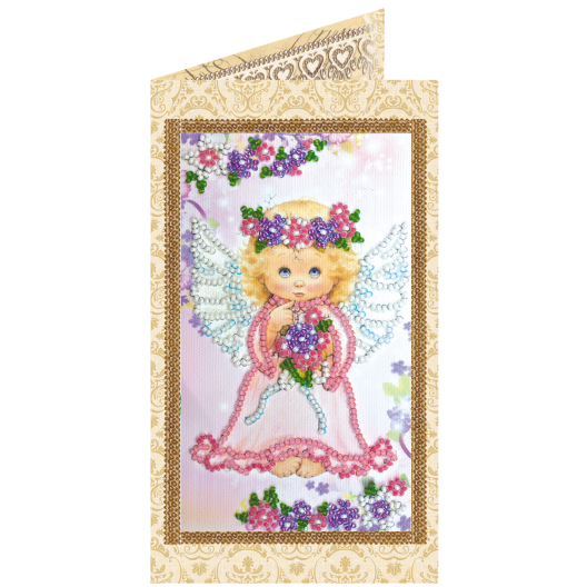 Postcard Bead embroidery kit Lovely angel, AO-133 by Abris Art - buy online! ✿ Fast delivery ✿ Factory price ✿ Wholesale and retail ✿ Purchase Postcards for bead embroidery