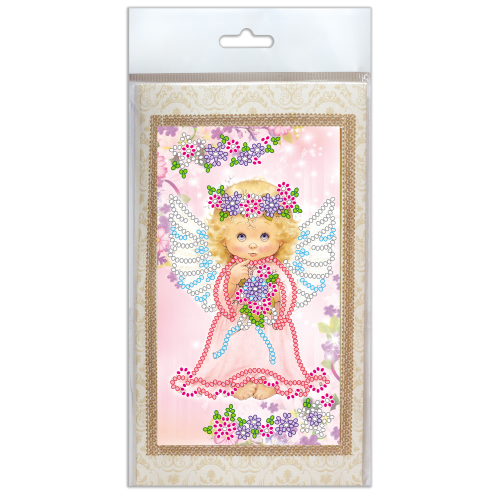 Postcard Bead embroidery kit Lovely angel, AO-133 by Abris Art - buy online! ✿ Fast delivery ✿ Factory price ✿ Wholesale and retail ✿ Purchase Postcards for bead embroidery