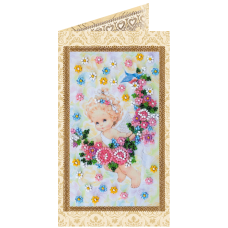 Postcard Bead embroidery kit Present angel