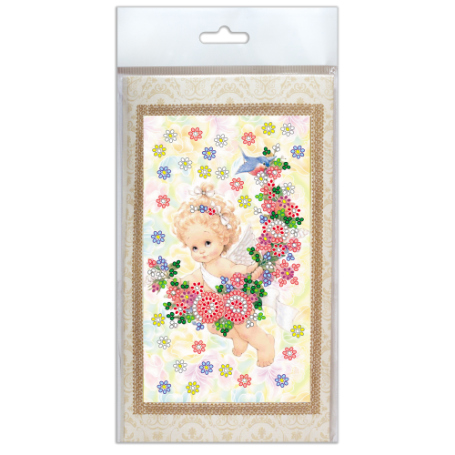 Postcard Bead embroidery kit Present angel, AO-140 by Abris Art - buy online! ✿ Fast delivery ✿ Factory price ✿ Wholesale and retail ✿ Purchase Postcards for bead embroidery